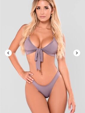 Fashion Nova Purple Tie Front Bikini Set XS